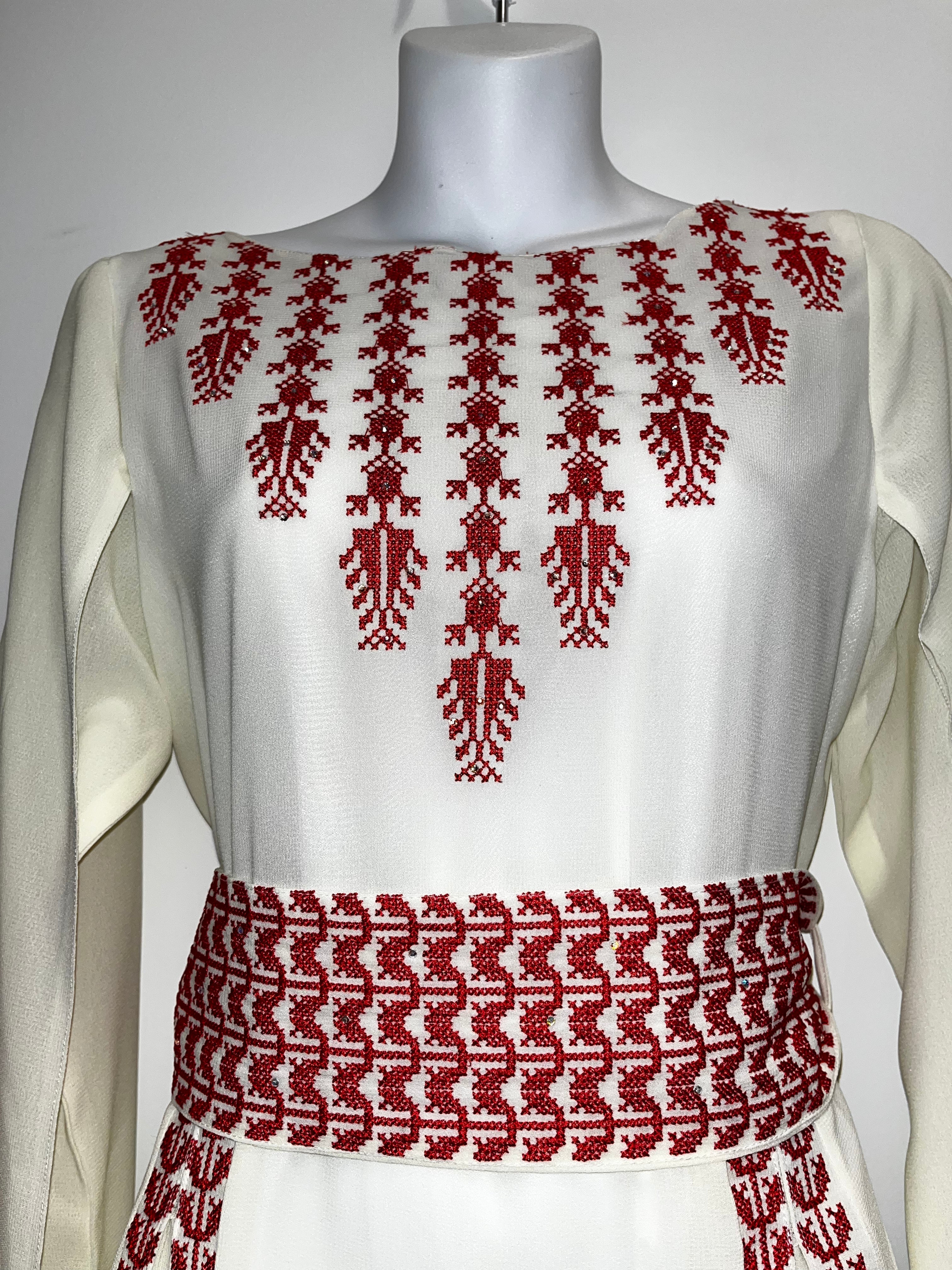 Bridal Cape Sleeve Modern Embroidered Thobe (Off-White)