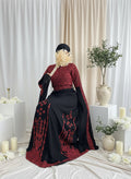 Al Ramallah Thobe - Red & Black Full Embroidery Palestinian Thobe with Extra Long Sleeves