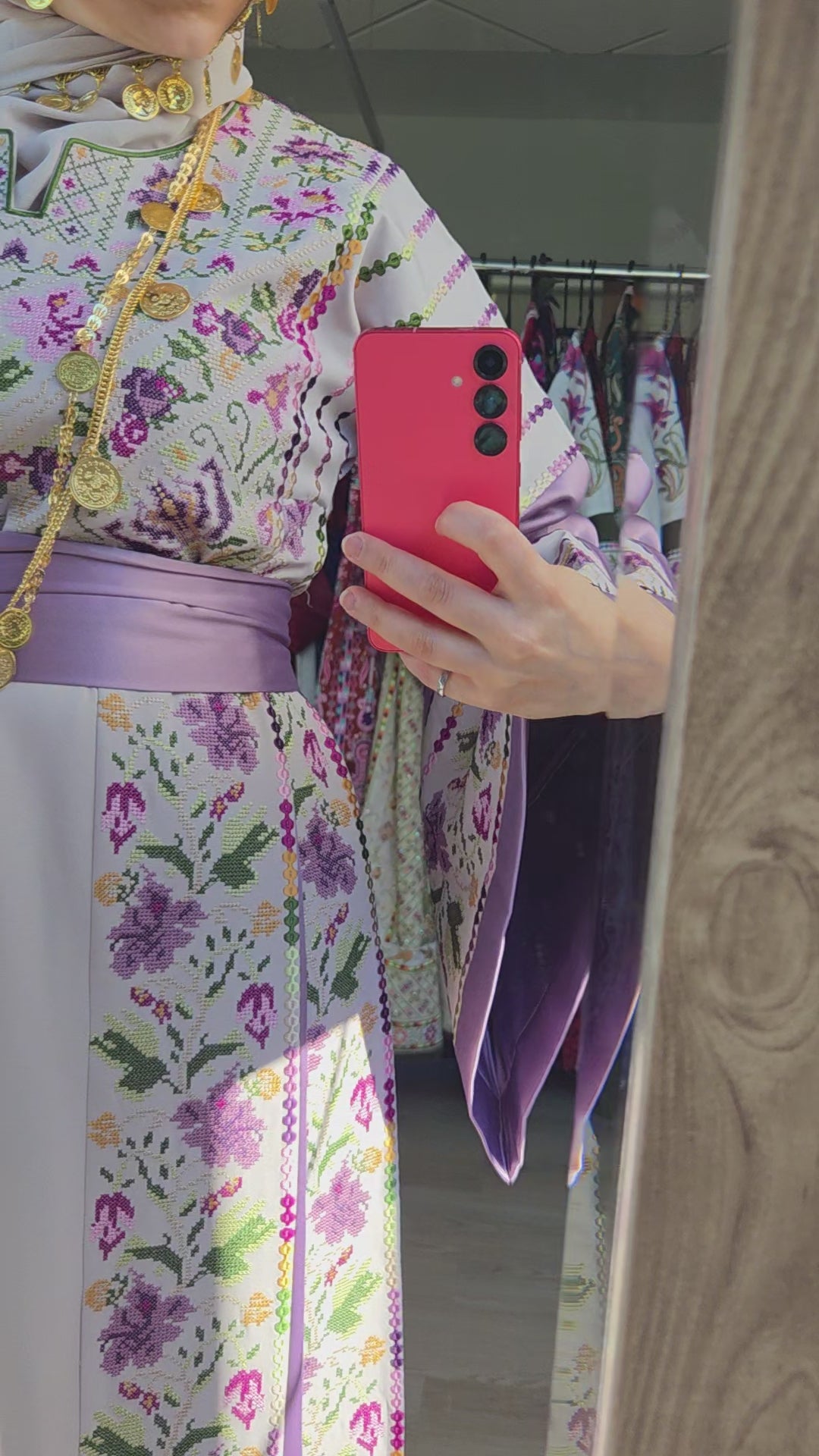 The Lelia Thobe - Luxurious | Lilac & Beige | Palestinian Tatreez Thobe/Dress