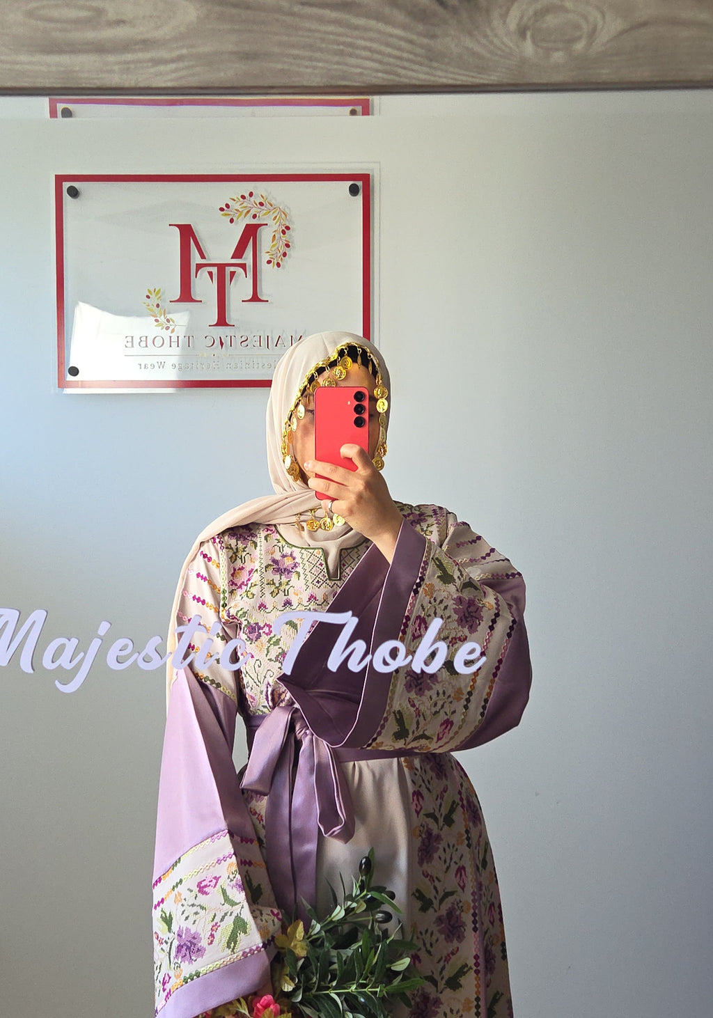 The Lelia Thobe - Luxurious | Lilac & Beige | Palestinian Tatreez Thobe/Dress