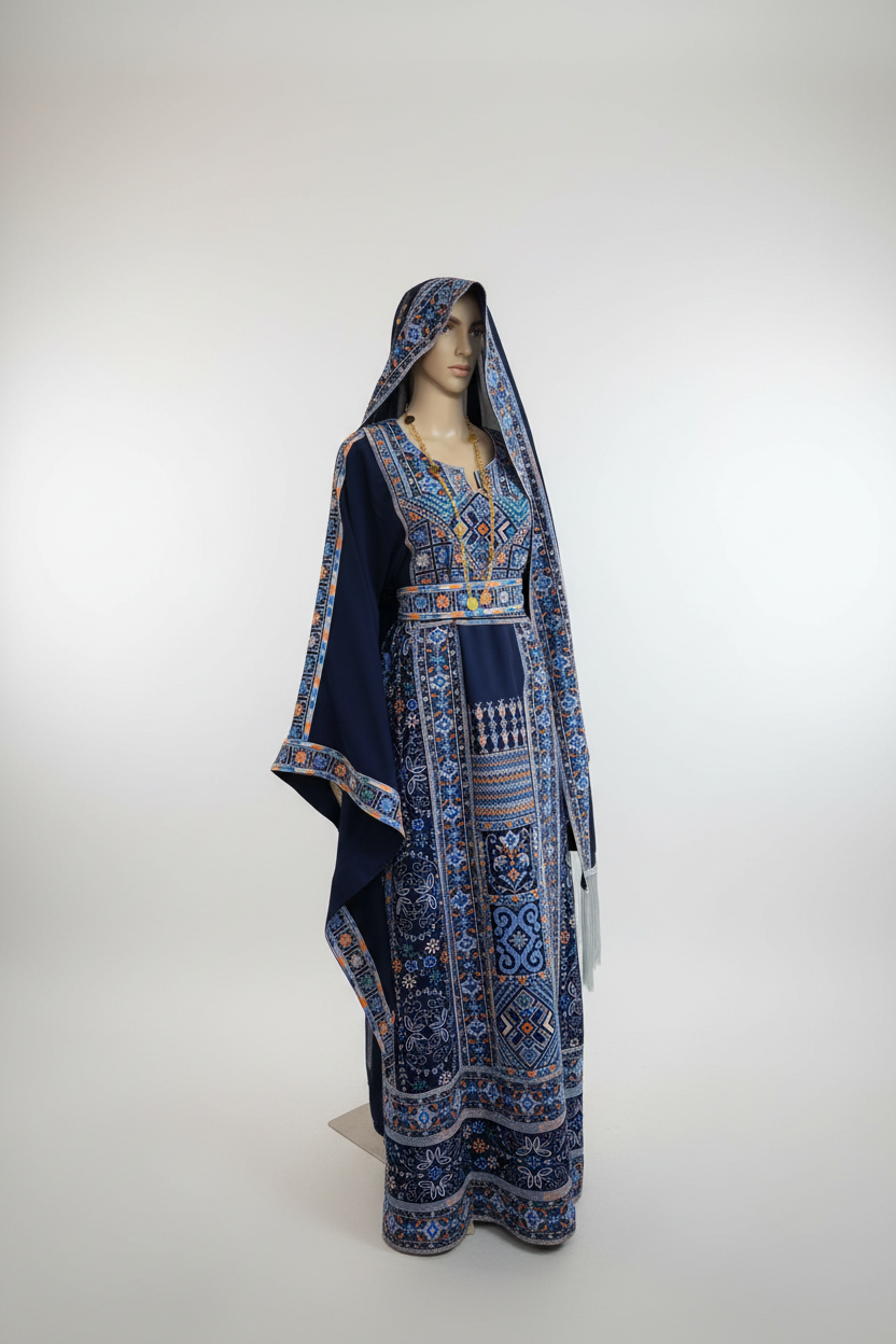 The Carmen Thobe - Classic | Navy & Blue | Palestinian Tatreez Thobe/Dress