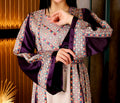 Nabuls Thobe - Purple and Beige Traditional Full tatreez back and front Thobe (No veil)
