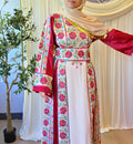 The Warda Thobe - Burgundy Traditional Full Tatreez Back and Front With Satin Thobe
