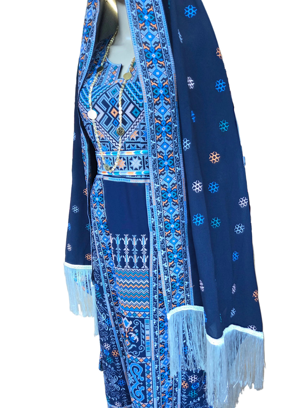The Carmen Thobe - Classic | Navy & Blue | Palestinian Tatreez Thobe/Dress