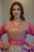 The Nabuls Thobe - Hot Pink and Beige Traditional Full Tatreez Back and Front Thobe