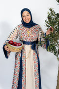 The Amal Thobe - Blue & Beige Diamond Traditional Full Tatreez Back and Front Thobe
