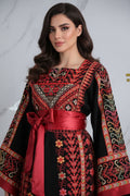 The Reema Thobe – Luxurious Black & Red Sparkle Full Tatreez Palestinian Embroidered Thobe